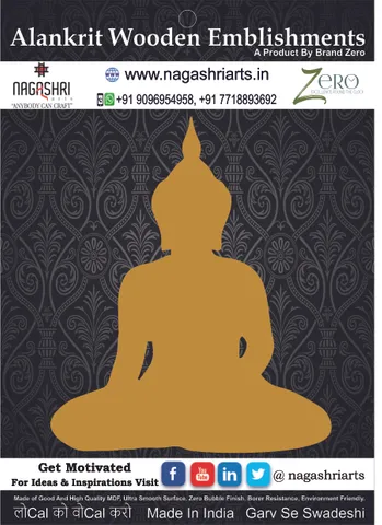 Brand Zero MDF Emblishment Meditation Buddha Design 13 - Select Your Preference Of Size & Thickness