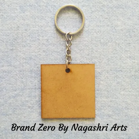 Brand Zero MDF Key Chain Straight Corner Square Design - Select Your preferred Size & Thickness