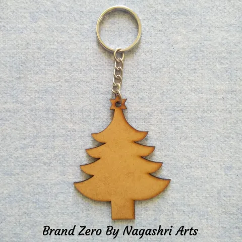 Brand Zero MDF Key Chain Christmas Tree Design - Select Your preferred Size & Thickness