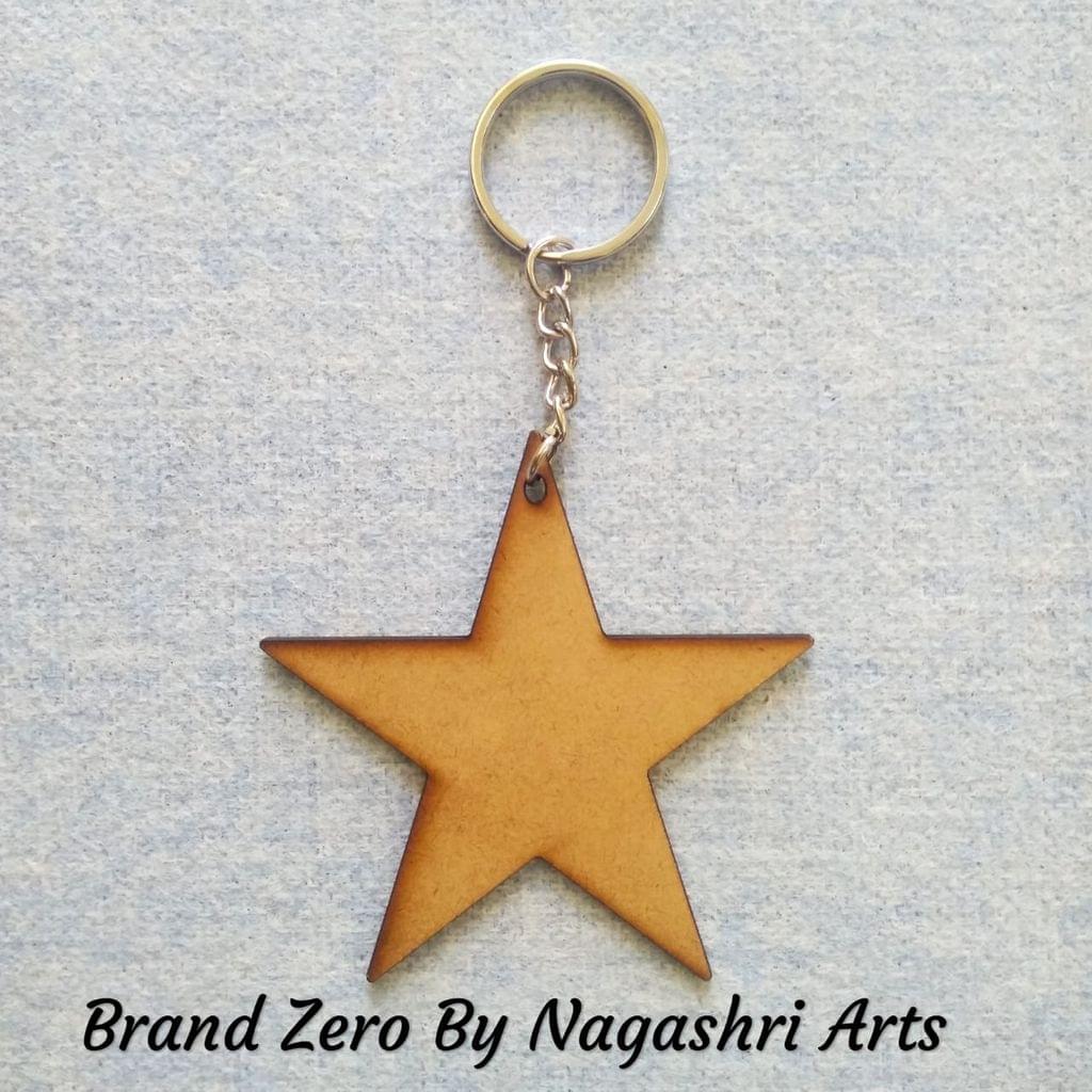 Brand Zero MDF Key Chain Star Design - Select Your preferred Size & Thickness