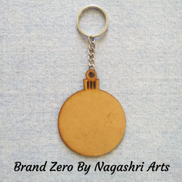 Brand Zero MDF Key Chain Christmas Ball Design - Select Your preferred Size & Thickness