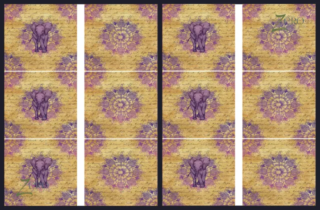 Brand Zero Luxury Speciality Decoupage Paper - Ethnic Elephant 2  Tiles
