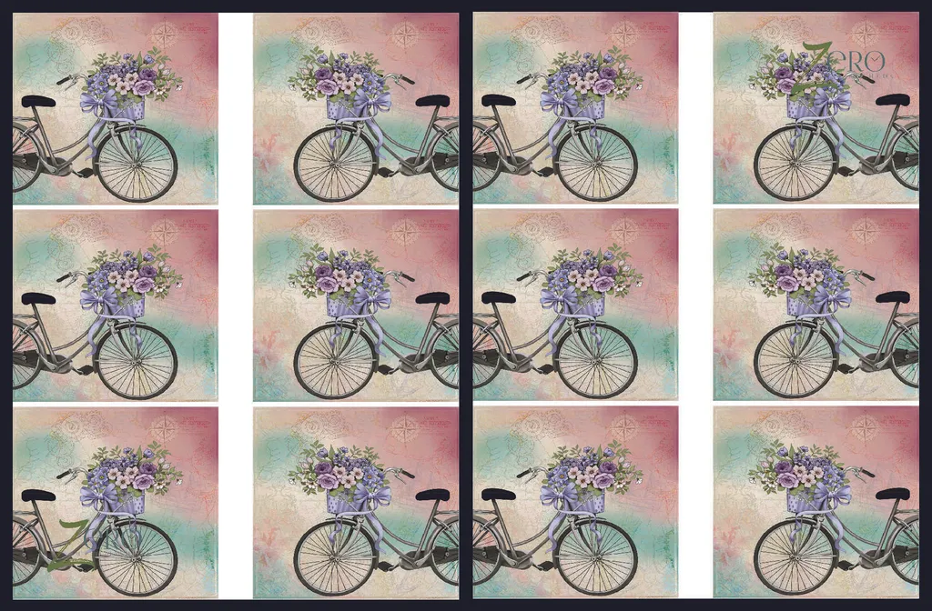 Brand Zero Luxury Speciality Decoupage Paper - Bicycle Love Tiles