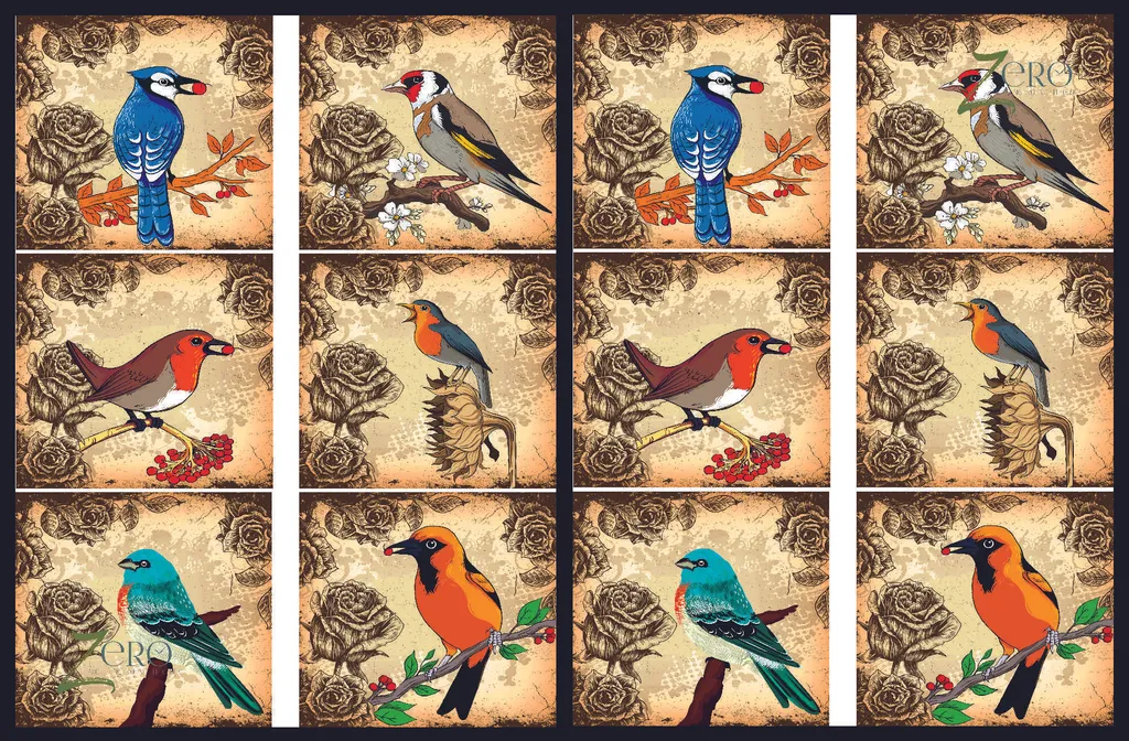 Brand Zero Luxury Speciality Decoupage Paper - Birds Paradise 1 Tiles