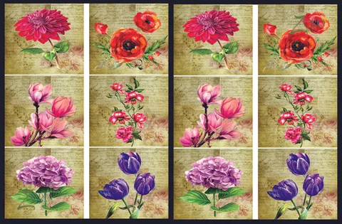 Brand Zero Luxury Speciality Decoupage Paper - Vintage Floral Love 2 Tiles