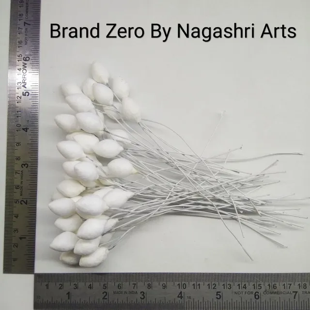 Brand Zero Pointed White Styrofoam Buds Pollan - 20 mm