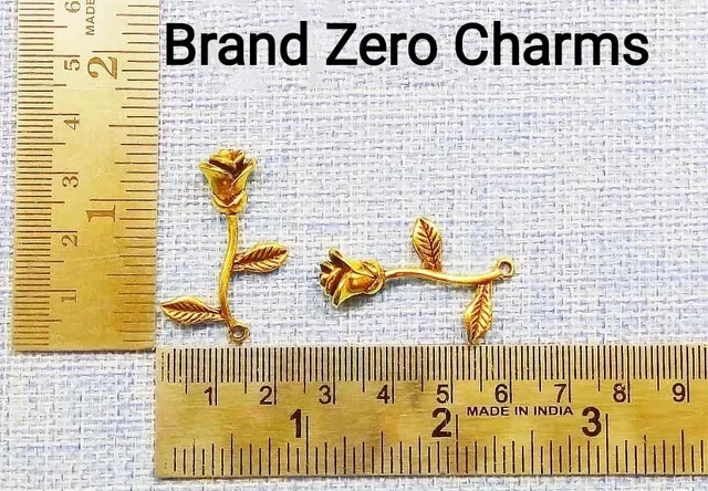 Brand Zero Rose Stem Metal Charms -2 pcs