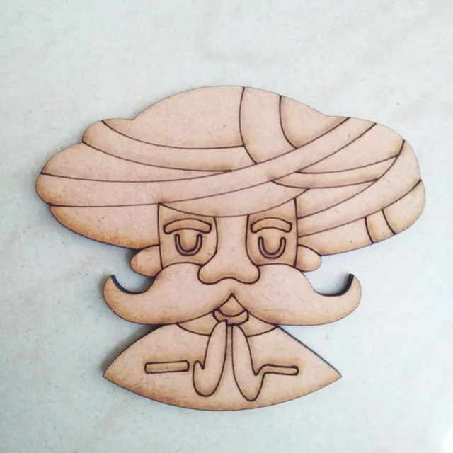 Brand Zero Pre Marked MDF Base - Turban Man Design 1 - Select Your Preference Of Size & Thickness