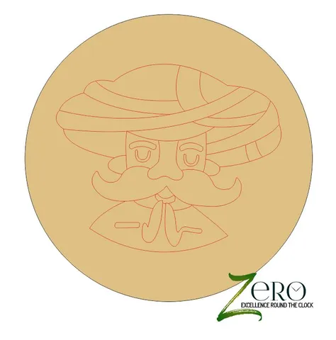 Brand Zero Pre Marked MDF Base - Turban Man Design 2 - Select Your Preference Of Size & Thickness