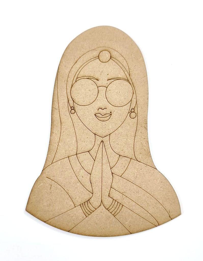Brand Zero Pre Marked MDF Base - Indian Women Design 2 - Select Your Preference Of Size & Thickness