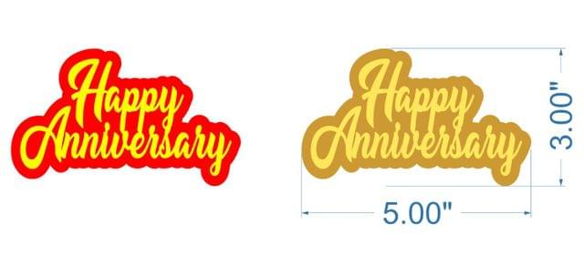 Brand Zero MDF Double Layered Quotes Fridge Magnet Design - Happy Anniversary