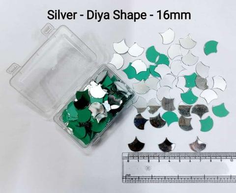 Silver Mirror Cutouts for Lippan Art - Diya Shape - 16mm - Select Your Quantity