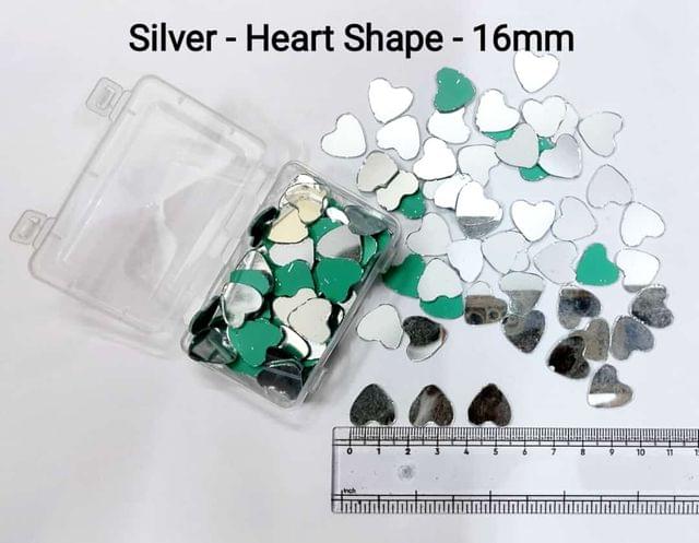 Silver Mirror Cutouts for Lippan Art - Heart Shape - 16mm - Select Your Quantity