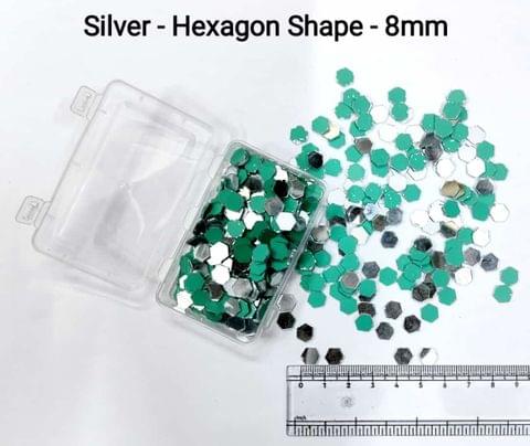 Silver Mirror Cutouts for Lippan Art - Hexagon Shape - 8mm - Select Your Quantity