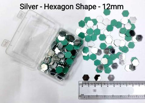 Silver Mirror Cutouts for Lippan Art - Hexagon Shape - 12mm - Select Your Quantity