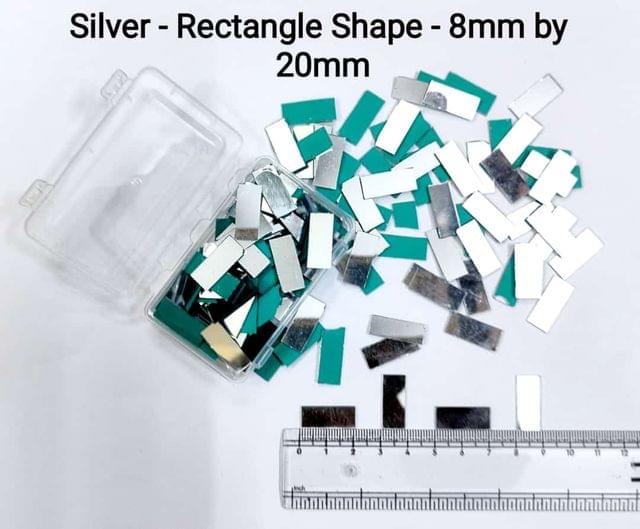 Silver Mirror Cutouts for Lippan Art - Rectangle Shape - 8mm by 20mm - Select Your Quantity