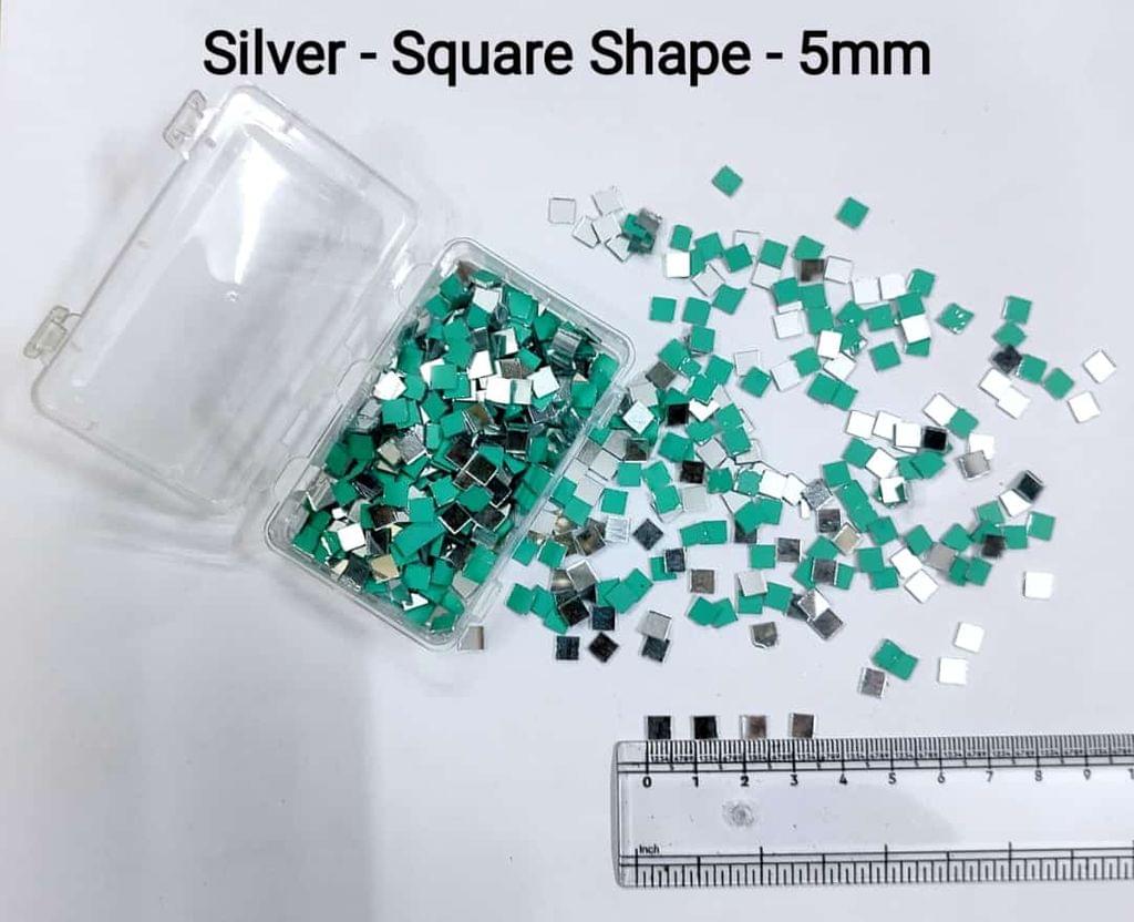 Silver Mirror Cutouts for Lippan Art - Square Shape - 5mm - Select Your Quantity