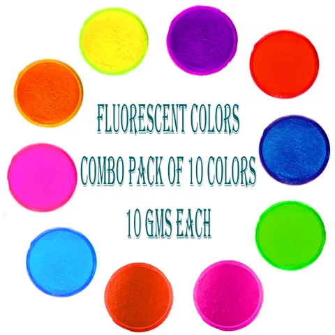Fluorescent Color Powder - Combo of 10 Color 15 grams Jar each color