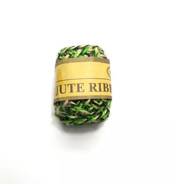 Tricolor Jute Twine String 10 Meter Roll - Natural Black Green 3 Ply - 2mm Diameter