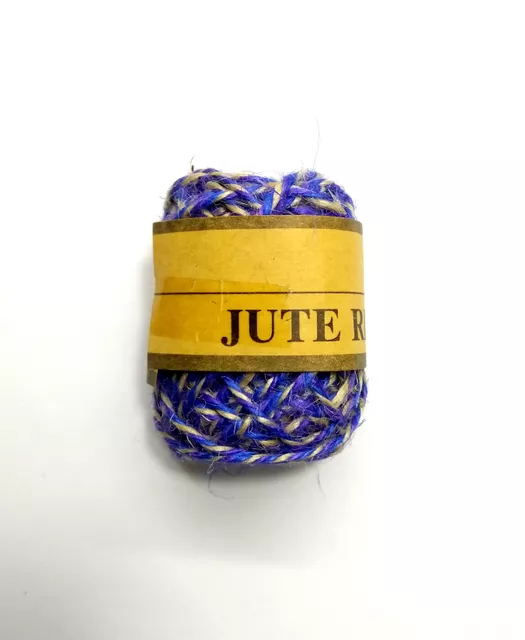 Tricolor Jute Twine String 10 Meter Roll - Natural Purple Blue 3 Ply - 2mm Diameter