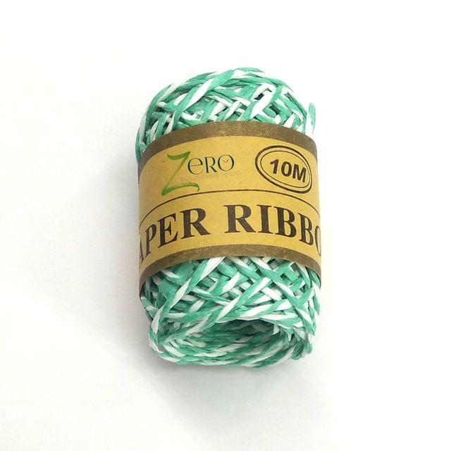 Double Color Paper Twine String 10 Meter Roll - Green White 2 Ply - 2mm Diameter