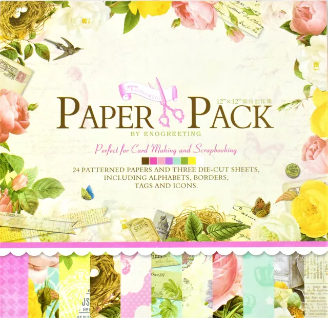 Floral And Bird Nest Paper Pack 12 by 12