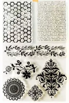 Clear Stamps Imported - Combo of Script Boarder And Pattern  11cm * 16cm