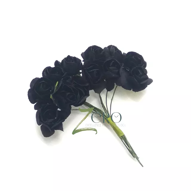 Bunch of 12 Pcs Hand made Paper Flower - Black Color