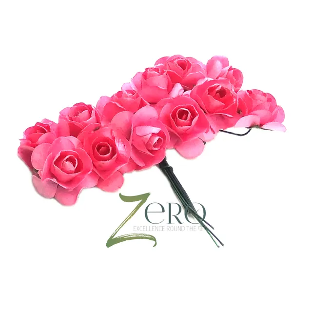 Bunch of 12 Pcs Hand Made Paper Flower - Light Pink Color