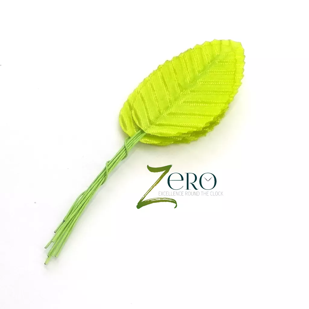 Bunch of 10 Pcs Hand Made Fabric Leaves - Light Green Color
