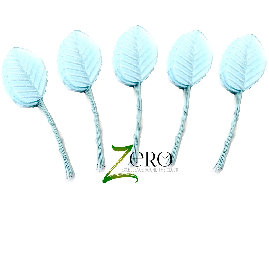 Bunch of 50 Pcs Hand Made Fabric Leaves - Light Blue Color