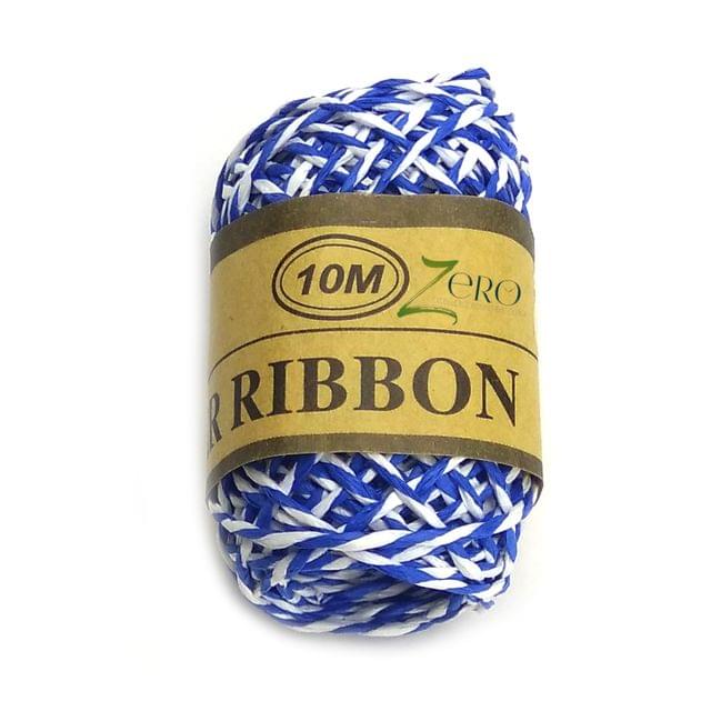 Double Color Paper Twine String 10 Meter Roll - Blue White 2 Ply - 2mm Diameter