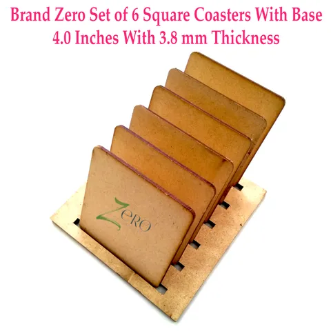 Brand Zero Set Of 6 Square Coasters With Stand - Pack of 6 Coasters And 1 Piece Stand