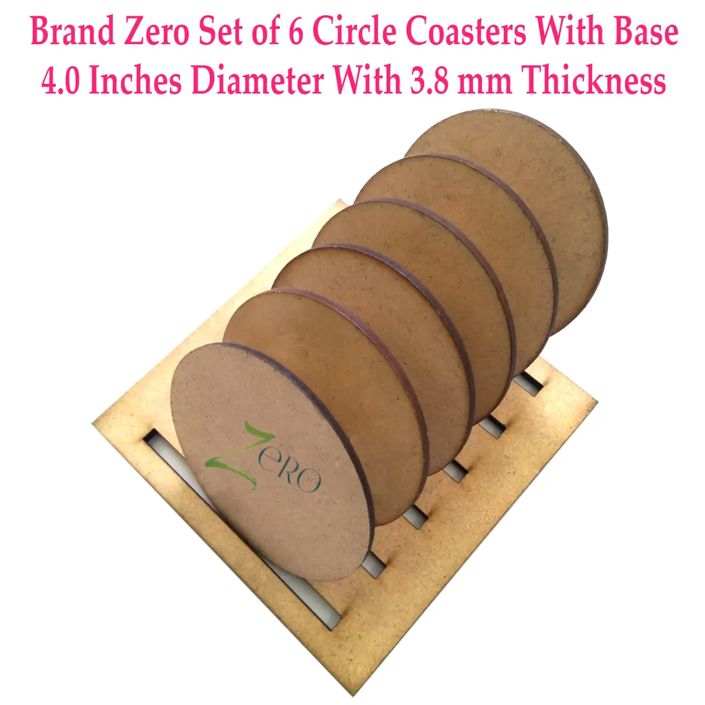 Brand Zero Set Of 6 Circle Coasters With Stand - Pack of 6 Pcs 4.0 Inches Coaster With 1 Piece Stand