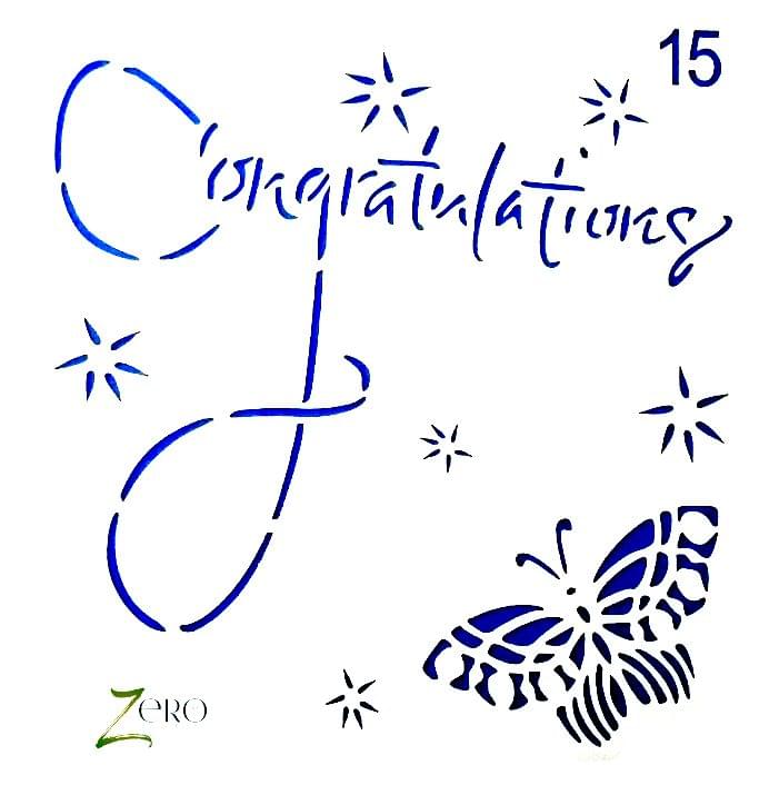 Imported Stencils- 5"*5"- Congratulations And Butterfly Background