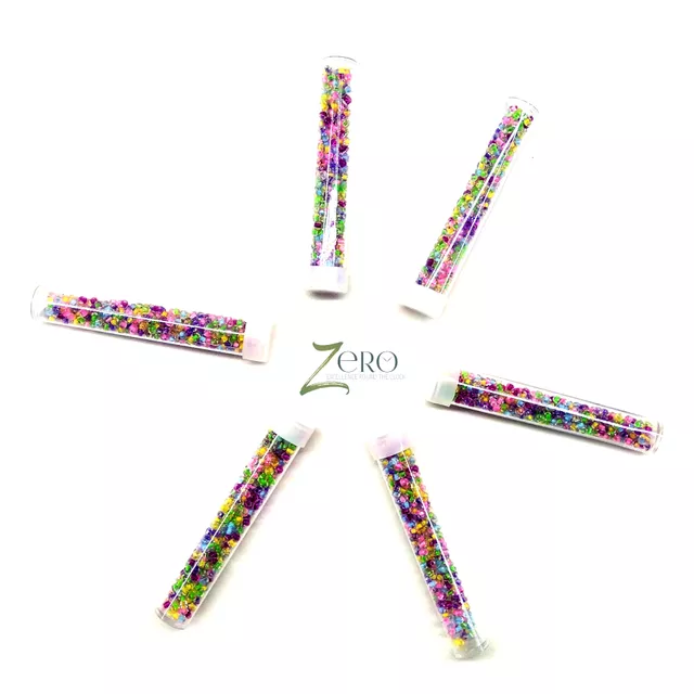 Brand Zero - Multicolor Glass Seed Beads - Combo of 6 Bottles