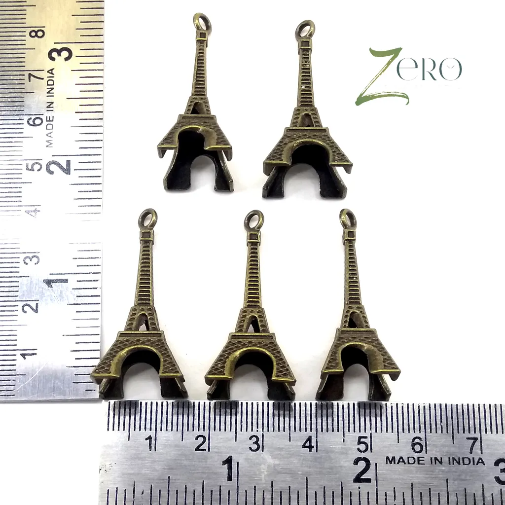 Brand Zero Vintage Metal Charms - 3D Eiffel - Pack of 5 Pcs - 40mm*18mm