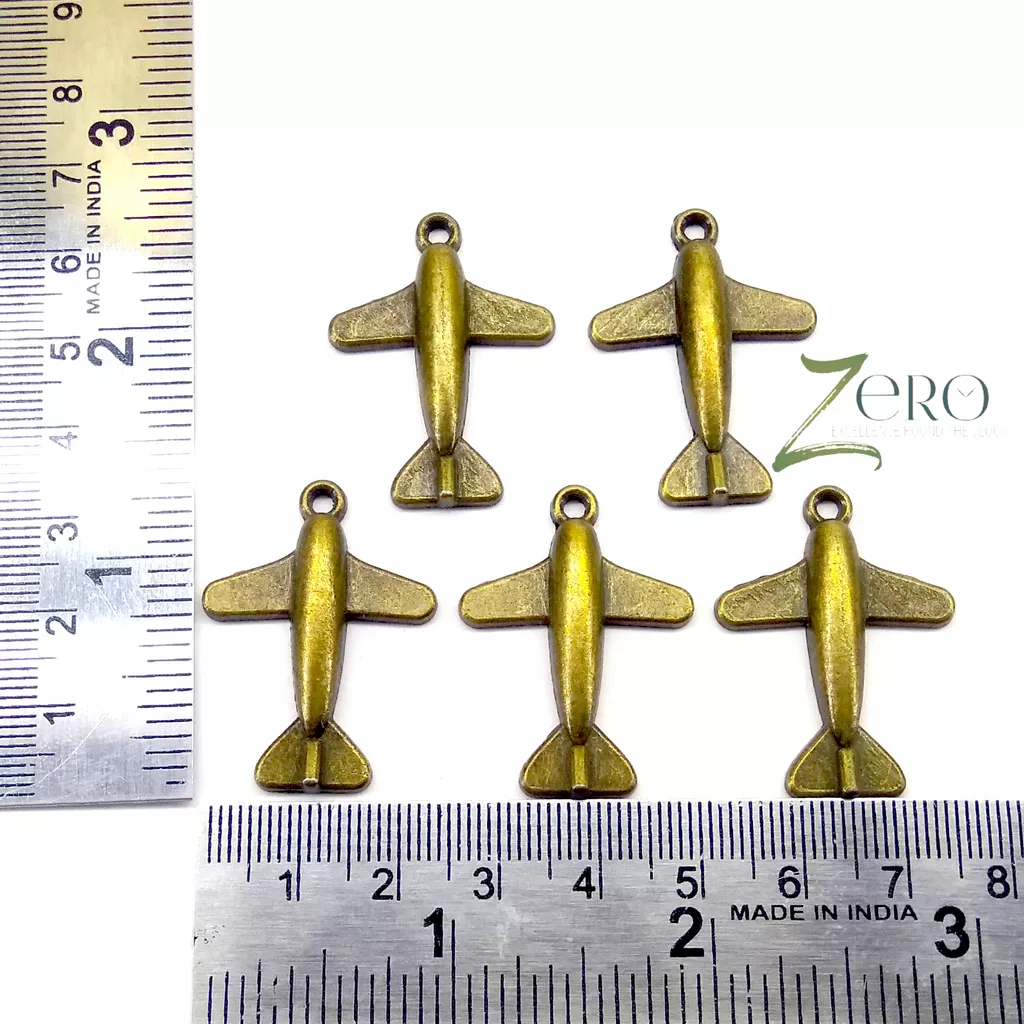 Brand Zero Vintage Metal Charms - Airplane - Pack of 5 Pcs - 32mm*25mm