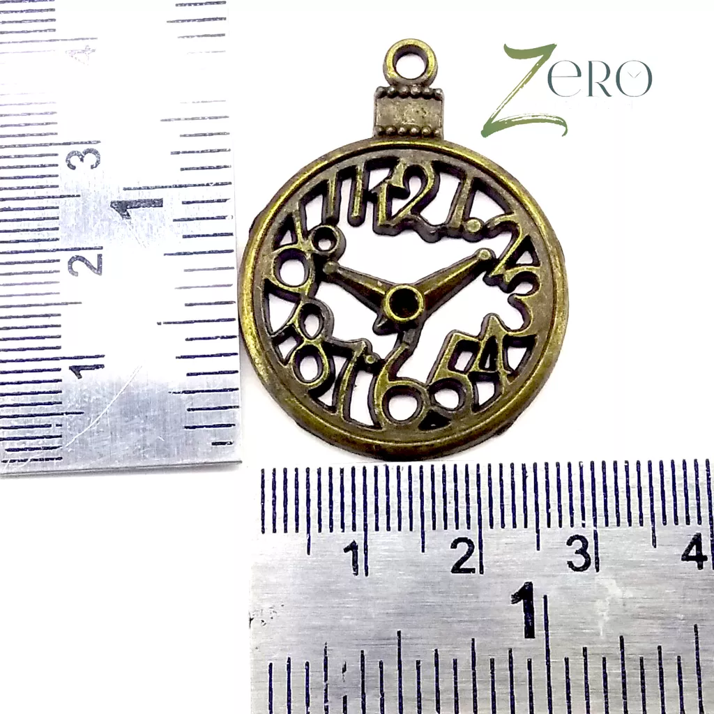 Brand Zero Vintage Metal Charms - Clock - Pack of 1 Pcs - 30mm*39mm*2mm