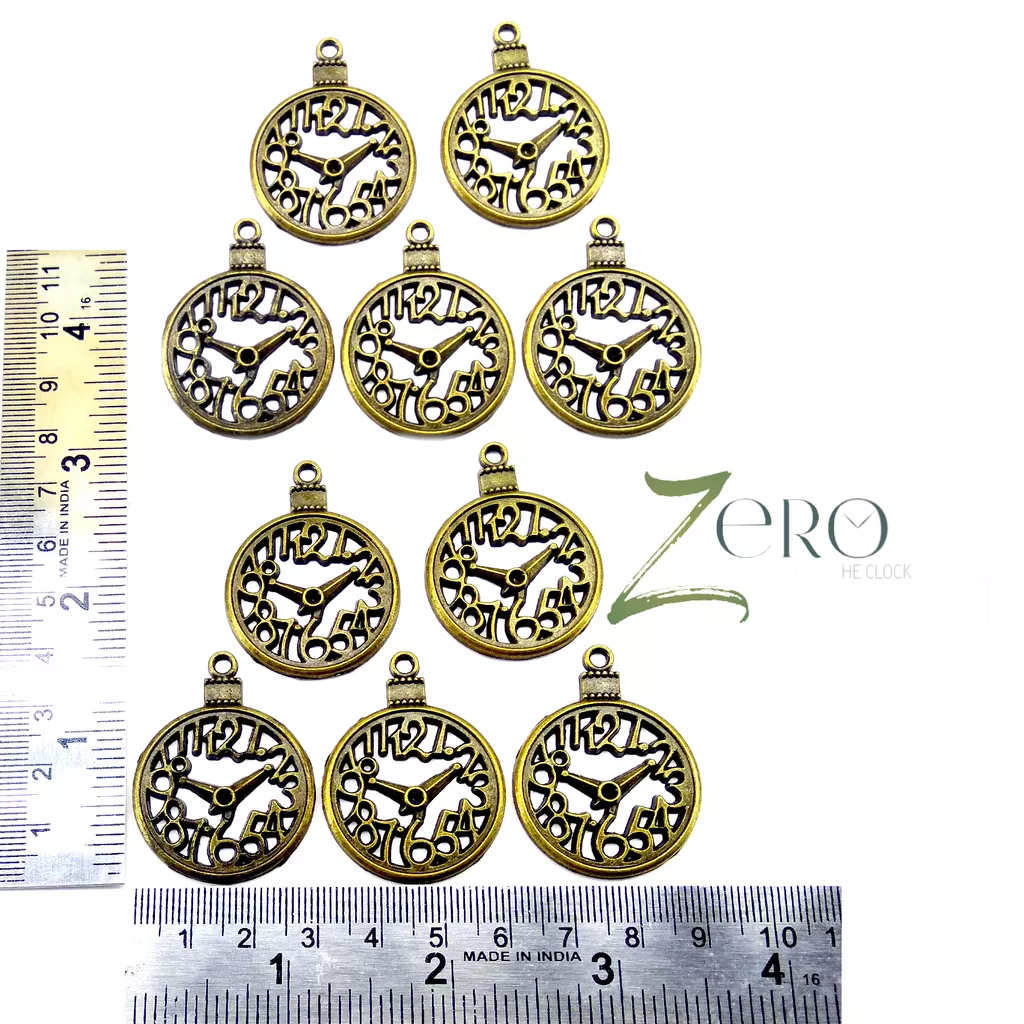 Brand Zero Vintage Metal Charms - Clock - Pack of 10 Pcs - 30mm*39mm*2mm