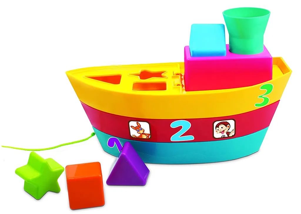 Giggles - Stack A Boat, 2 in 1 Pull Along Toy, Walking, Shape Sorting,Pretend Play, 12 Months & Above, Infant and Preschool Toys