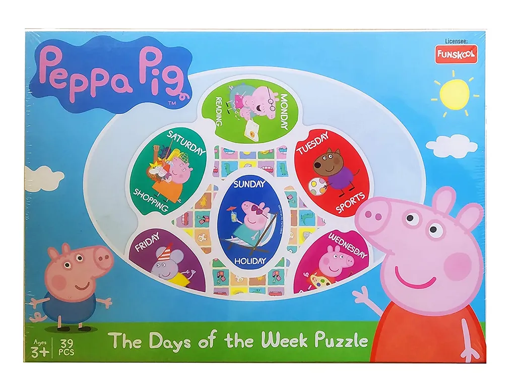 Funskool-Peppa Pig The Days of The Week,Educational,39 Pieces,Puzzle,for 3 Year Old Kids and Above,Toy
