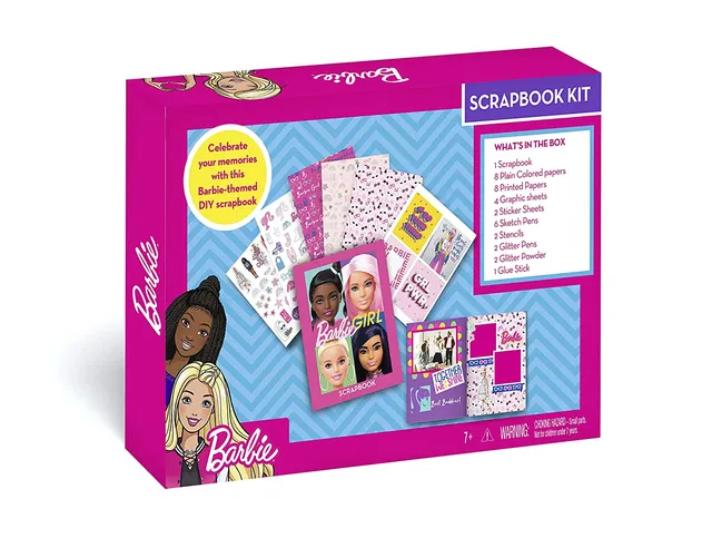 Barbie® Scrapbook Kit - Barbie® theamed DIY Scrapbook Kit for Kids Age 7+ Years & Above - Exciting Scrapbook Kit with All The Material to Design and Decorate Your own Customized Scrapbook