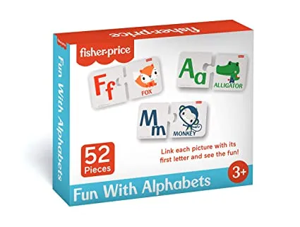 Fisher Price Fun with Alphabets Puzzles - 56 Pieces Alphabet Matching Puzzles for Kids Age 3 Years & Above - Learning and Development Puzzles - Fun & Learn with Colorful Puzzles