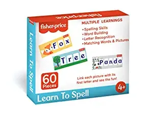 Fisher-Price Fisher Price Learn to Spell Puzzles - 60 Pieces, 3-4-5 Letter Spelling Puzzles for Kids Age 4 Years & Above - Learning and Development Puzzles - Fun & Learn with Colorful Puzzles