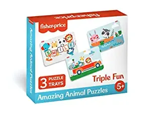 Fisher Price Amazing Animals Puzzles for Kids - 60 Pieces 3 in 1 Jigsaw Puzzle for Kids Age 5 Years & Above - Learning and Development Puzzles - Fun & Learn with Colorful Puzzles
