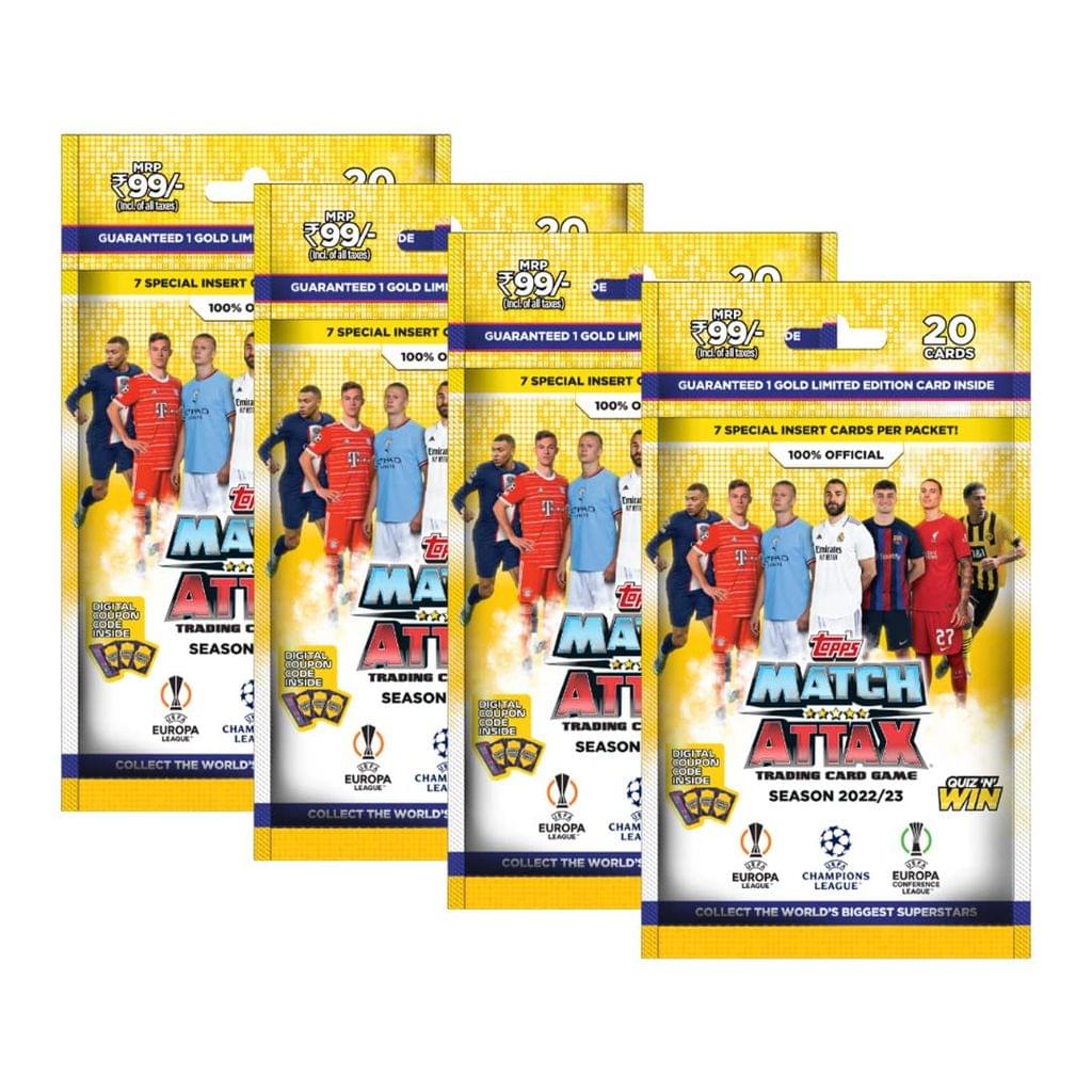 Topps UEFA Champions League Match Attax 22-23 Trading and Collectible Card Game | Football Trading Cards (Multipack 4)