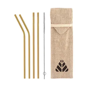 Steel Straw Pack of 4 -Gold