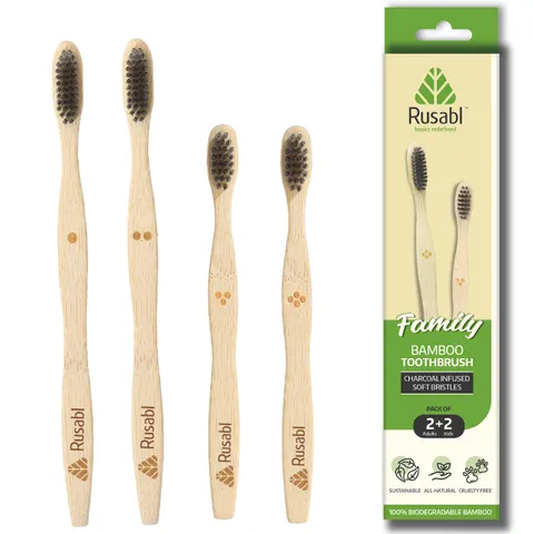 Bamboo Tooth Brush Pack of 4 - Family