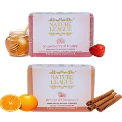 Strawberry & Honey, Orange & Cinnamon and Olive & Basil Soap Combo - Natural Handcrafted Soap, 315 gms